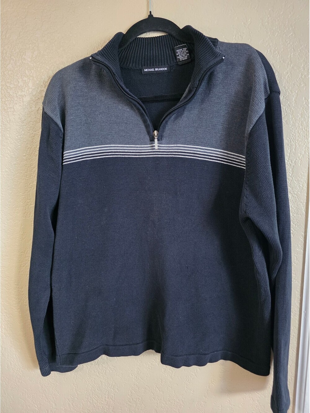 Michael Brandon Men's Half-Zip Sweater - Large, Cotton Acrylic Blend